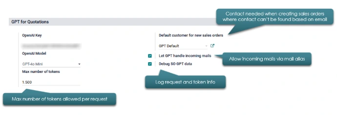 Quotation Agent settings screen